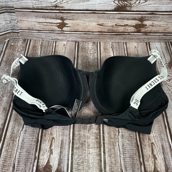 VICTORIA'S SECRET T-shirt Lightly Lined Demi 34DD Black White Underwire Bra - Picture 2 of 4